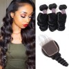 Jada Good Quality Malaysian Loose Wave Hair Bundles with Lace Closure 3 pcs