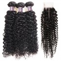 Jada Cheap Brazilian Curly Hair Extension Bundles with Swiss Lace Closure