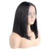 Jada Short Black Malaysian Human Hair Straight Bob Wigs with Lace Closure