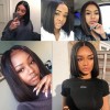 Jada Short Black Malaysian Human Hair Straight Bob Wigs with Lace Closure