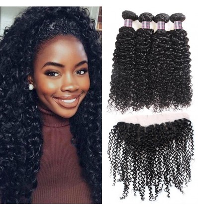 Jada Perfect Curly 4 Bundles with Lace Frontal Closure Brazilian Hair