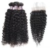 Jada Good Quality Brazilian Hair Curly 3 Bundles with Swiss Lace Closure