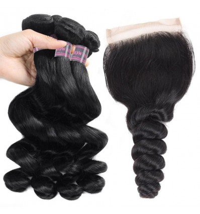 Jada Loose Wave Brazilian Hair Extension 4 Bundles with Lace Closure