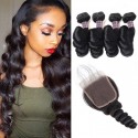 Jada Malaysian Loose Wave 4 Bundles With Lace Closure Hair Weave Extension