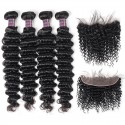 Jada Realistic Brazilian Deep Wave Hair 4 Bundles with Lace Frontal Closure