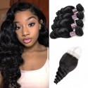 Jada Highlight Peruvian Virgin Hair Extension 4 Bundles with 4x4 Lace Closure