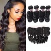 JadaBeautiful Black Peruvian Virgin Loose Wave Hair Bundles with Lace Frontal