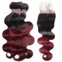 Jada Body Wave Ombre Burgundy Hair Extension 3 Bundles with Lace Closure