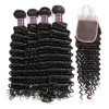 Jada Discount Brazilian Human Deep Wave Hair 4 Bundles Lace Closure