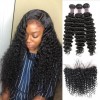 Jada Remy Malaysian Hair Extensions Deep Wave 3 Bundles Lace Frontal