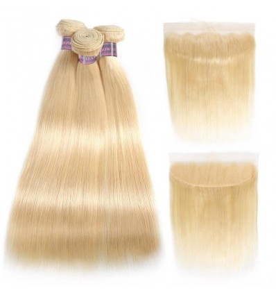 Jada Highlight Blonde Straight Brazilian Hair Extension Bundles with Lace Frontal