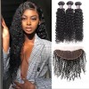 Jada Cheap Brazilian Kinky Curly Hair Bundles with Lace Frontal Weaves 3 pcs