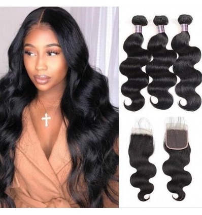 Jada Cheap Brazilian Body Wave Hair 3 Bundles with 4X4 Lace Closure