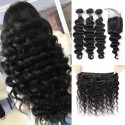 Jada Fashion Look Brazilian Loose Deep Wave Hair Bundles with Lace Closure