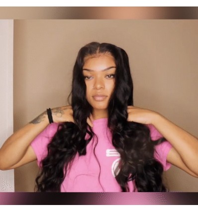 Jada Black Long Human Hair Bundles in 3 pcs with Lace Closure Body Wave Hair