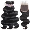Jada Black Long Human Hair Bundles in 3 pcs with Lace Closure Body Wave Hair