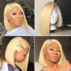 Jada Highlight 613 Colorful Straight Short Bob Wig with Lace Frontal Blonde Hair