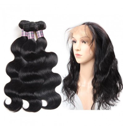 Jada 3 Bundles 360 Lace Frontal Peruvian Body Wave Remy Human Hair Weaves