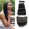 Jada Malaysian Straight Remy Human Hair 3 Bundles with Lace Frontal