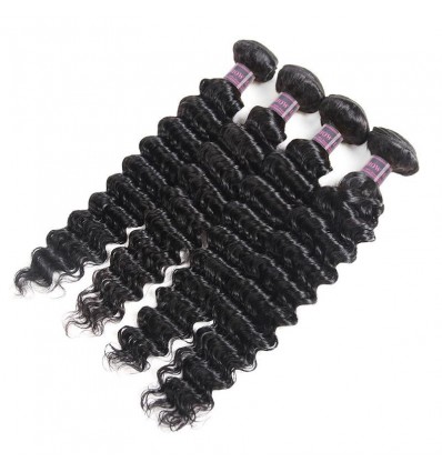Jada Unprocessed Remy Malaysian Deep Wave Hair 4 Bundle Extensions