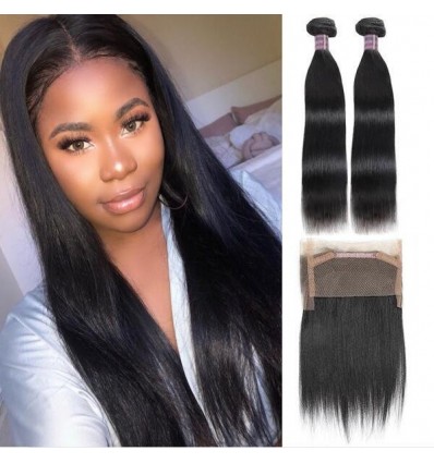 Jada 2 pcs Straight Virgin Hair Extension Bundles Full Lace Frontal