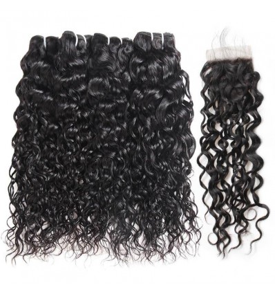 Jada Remy Malaysian Human Water Wave Hair 4 Bundles with Lace Closure