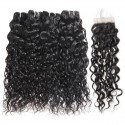 Jada Remy Malaysian Human Water Wave Hair 4 Bundles with Lace Closure