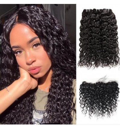 Jada Remy Malaysian Human Water Wave Hair 3 Bundles with Lace Closure