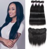 Jada Unprocessed Peruvian Straight Hair 4 Bundles with Lace Frontal Closure