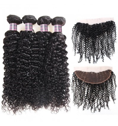 Jada 4 Bundles with 13x4 Lace Frontal Closure Peruvian Curly Hair Weaves