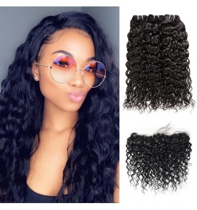 Jada Peruvian Water Wave 13x4 Lace Frontal 3 Bundles Hair Extension