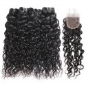 Jada Indian Natural Water Wave 4 Bundles Hair Extension Lace Closure