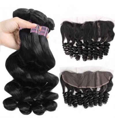 Jada Hot-Sale Malaysian Loose Wave Hair Bundles Lace Frontal in 4 pcs