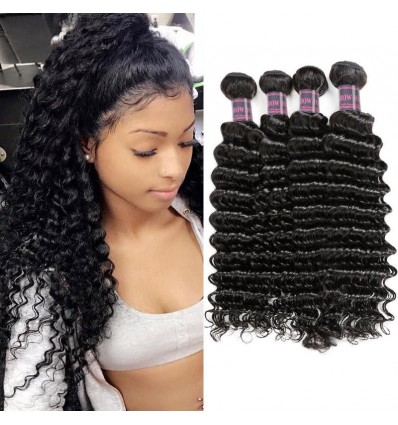 Jada Hair 4 Bundles Brazilian Virgin Deep Wave Hair Extension for Women