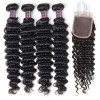 Jada Hair High Grade Deep Wave Malaysian Hair 4 Bundles with Lace Closure