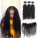 Jada Hair Indian Bundle Natural Curly Wave Hair Pieces with Lace Frontal