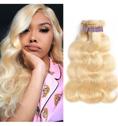 Jada Hair  Blonde Brazilian Human Hair 613 Hot Color 3 Bundles Body Wave