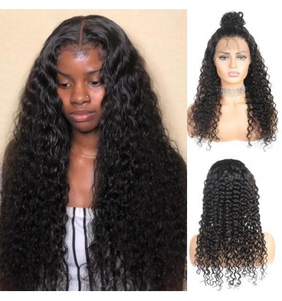 Jada Natural Black Deep Wave Brazilian Human Wigs with Lace Closure