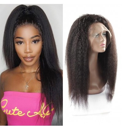 Jada Brazilian Human Kinky Straight Yaki Hair Wigs with 13x4 Lace Front