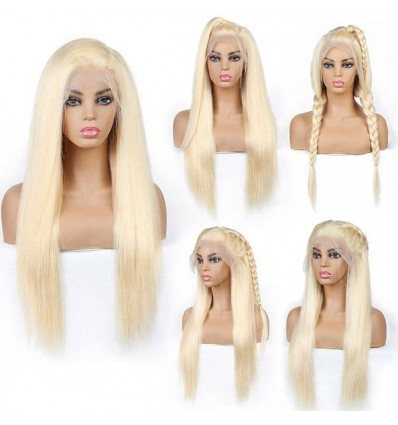 Jada Hair Malaysian Summer Blonde 613 Color Lace Frontal Straight Human Hair Wig