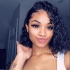 Jada Free Part Black Brazilian Short Bob Deep Wave Wigs with Lace Front