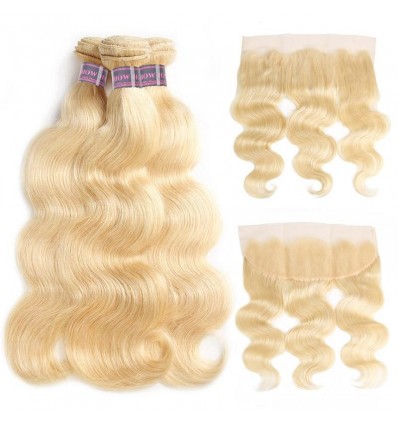 Jada Hair 613 Blonde Body Wave Hair 3 Bundles With 13*4 Lace Frontal