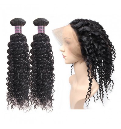 Jada Hair 2 Bundles Curly Wave  Hair Extensions with Full Lace Frontal