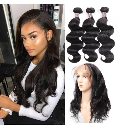 Jada Hair Indian Virgin Body Wave Hair 3 Bundles with Full Lace Frontal