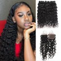 Jada Promotion Water Wave Malaysian Hair 4 Bundles with Lace Closure