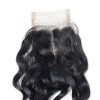 Middle Part Natural Black Long Water Wave Hair Bundles with Lace Closure