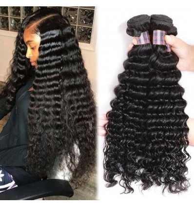 Jada High Grade Natural Black Long Deep Wave Brazilian Hair Bundles