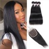 Jada Natural Brazilian Straight Human Hair Bundles with Lace Closure