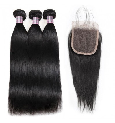 Jada Hair Straight Virgin Hair Wave Indian Hair Bundle Deals Lace Closure