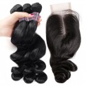 Jada Human Hair Bundles with Lace Closure Loose Wave Natural Hairline